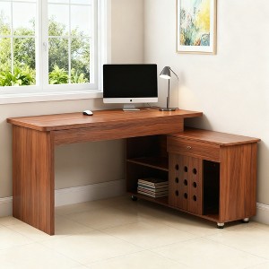 Homy Casa Lift Top Coffee Table with Hidden Storage and Side Shelves for Living Room or Small Apartment, Walnut - 1 of 4