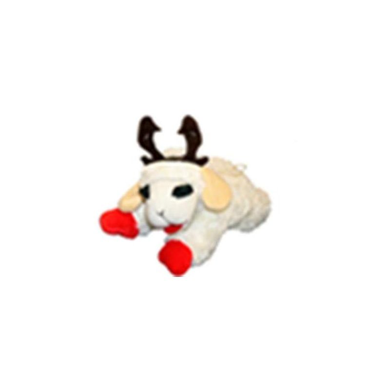 Multipet Holiday Lamb Chop with Reindeer Antlers Plush Dog Toy (10.5" Laying Lamb), 2 of 3