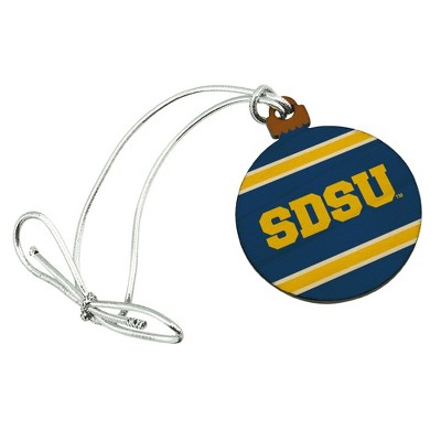 South Dakota State University Stripes Mini Small Tiny Wood Christmas Tree Holiday Ornament