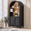 FONTOI Arched Shaped Cabinets, 3-Tier Arch-Top Cabinet with Doors, Arched Bookshelf with Open Display Shelf for Home, Black&Brown, 30.7"*63.2"*15.4" - 2 of 4