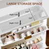 Modern Shoe Cabinet with 3 Flip Drawers & 2 Small Drawers & Hook, Slim Fluted Shoe Storage Organizer, Narrow Entryway Cabinet - 4 of 4