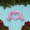 Kurt Adler Hanging Resin Christmas Tree Ornament, Pink Electroplated Heart Hands, 5" - 2 of 3