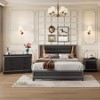 NicBex Queen Upholstered Bed Frame with Sparkling Shiny Headboard,Platform Bed with LED Light,No Box Spring Needed,White/Black - 2 of 4