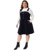 Women's Plus Size Corduroy Pinafore Side Pocket Short Adjustable Strap A-Line Dresses - Agnes Orinda - 3 of 4