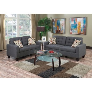 Polyfiber 2pc Sofa Set with Loveseat, Tufted Cushions and Solid Pine Frame for Living Room - 1 of 4