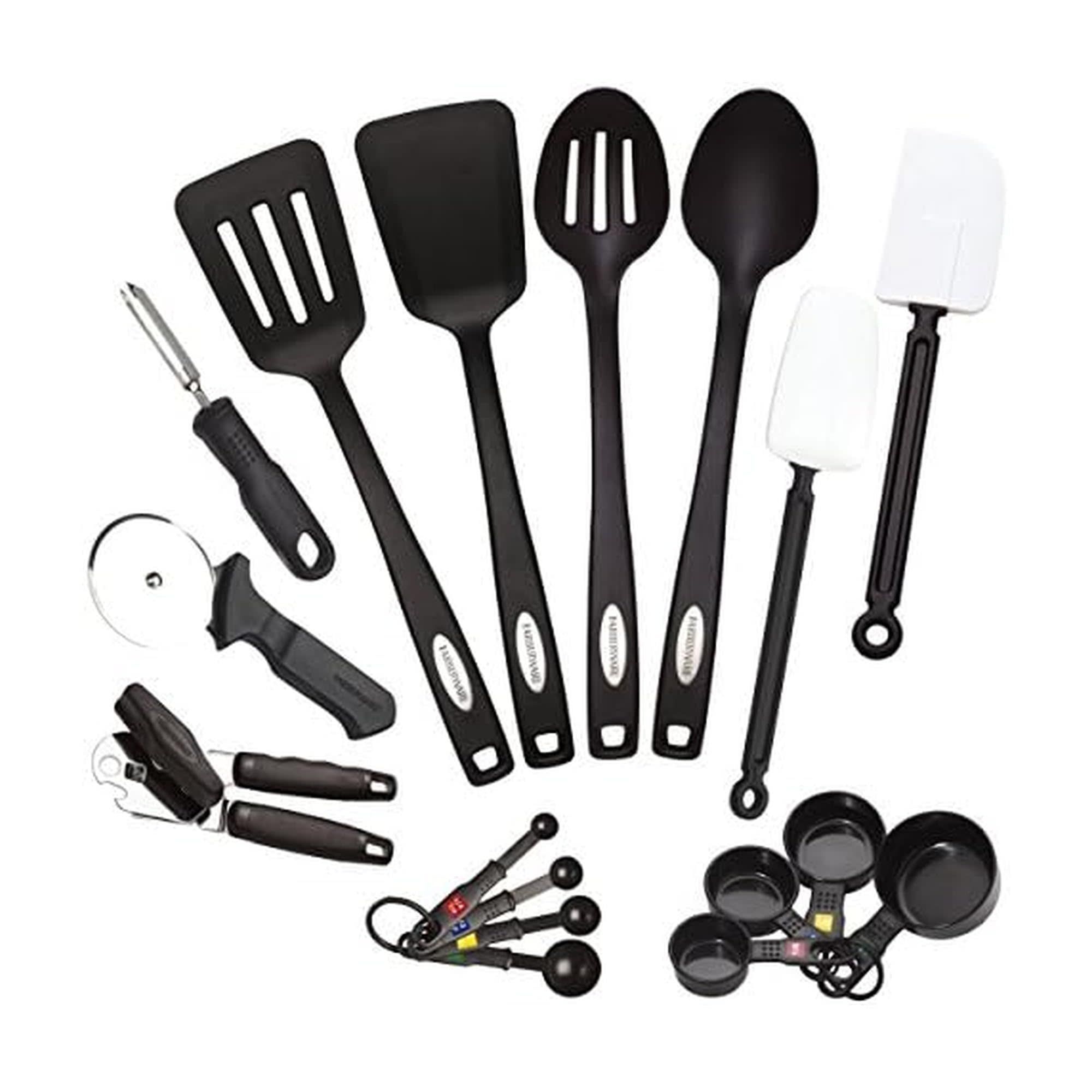Farberware Classic 17-Piece Kitchen Tool & Gadget Set, Nonstick Utensils for Cooking, Baking & Food Prep with Measuring Cups & Spoons, Dishwasher Safe