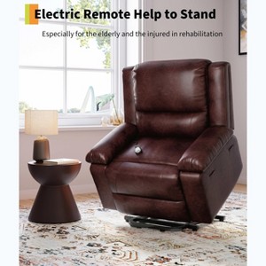 Oversized Wide Power Lift Recliner Chair with Heat Massage - Adjustable PU Leather Electric Lift Chair for Elderly & Mobility Impaired - 1 of 4