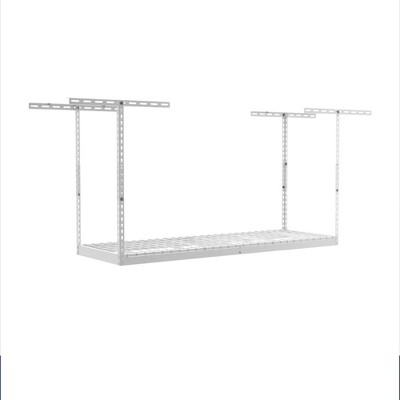 SafeRacks 2 x 6 Foot Heavy Duty Overhead Garage Storage Rack Holds Up to 300 Pounds with Adjustable Height Ranging from 12 to 21 Inches, White