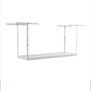 SafeRacks 2 x 6 Foot Heavy Duty Overhead Garage Storage Rack Holds Up to 300 Pounds with Adjustable Height Ranging from 12 to 21 Inches, White - 1 of 4