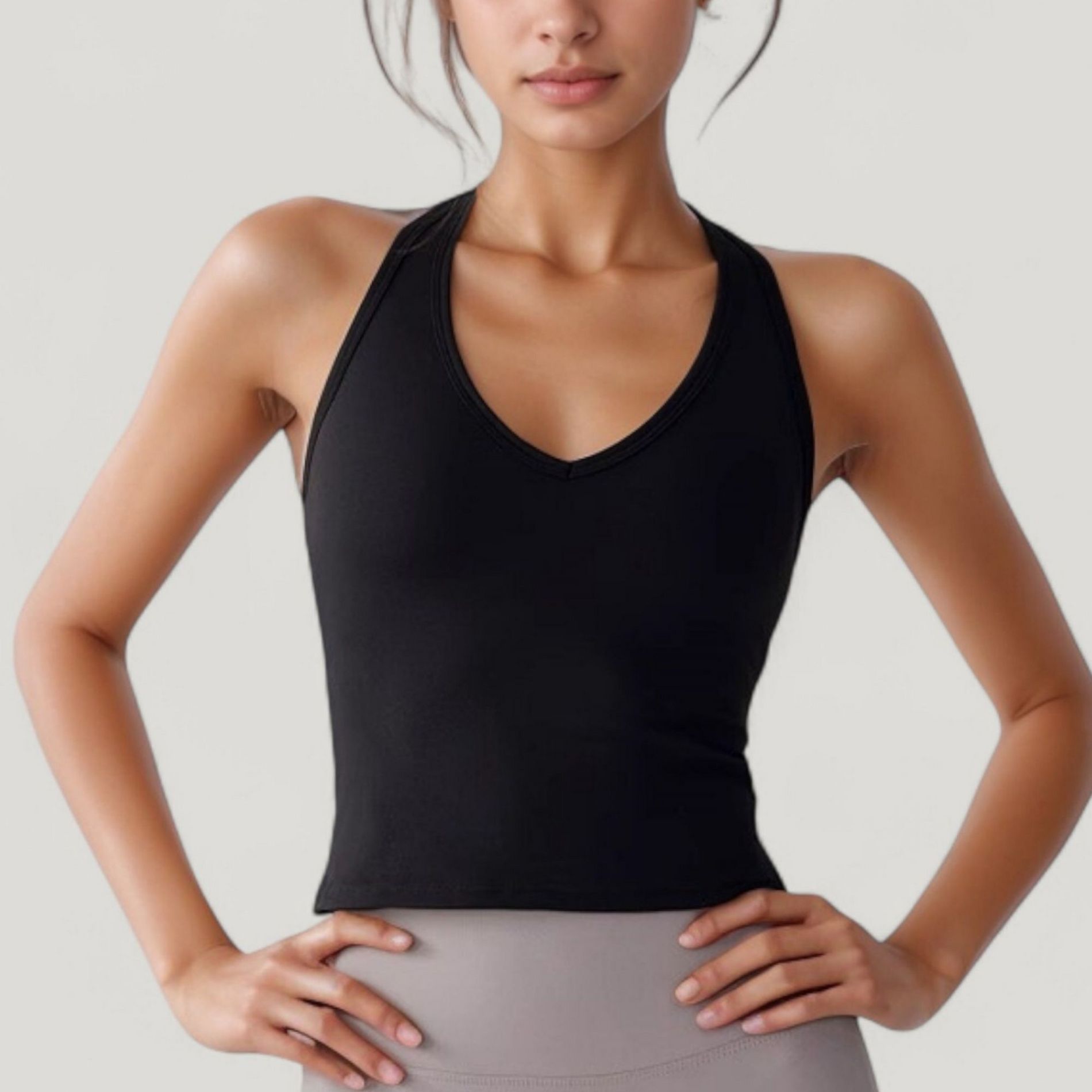 Anna-Kaci Active Women's V-Neck Cropped Activewear Tank with T-Strap Back and Stretch Fabric