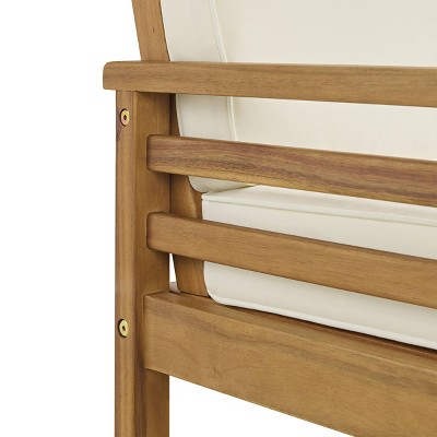 Okemo 2-Piece Acacia Wood Outdoor Patio Set with Cream Cushions