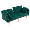 VYNXARIA Velvet Sofa ,Accent sofa,loveseat sofa with metal feet,Green - 2 of 4