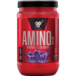 BSN Amino X Muscle Recovery & Endurance Powder with BCAAs, 10 Grams of Amino Acids, Keto Friendly, Caffeine Free, Flavor: Grape, 30 servings - 1 of 4