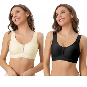 Allegra K Women's Wirefree Lightly Breathable Workout Comfort Sports Bras 2 Packs - 1 of 4