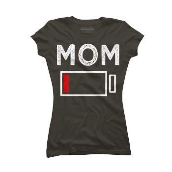 Junior's Design By Humans Mom Low Battery Alert By shirtpublic T-Shirt