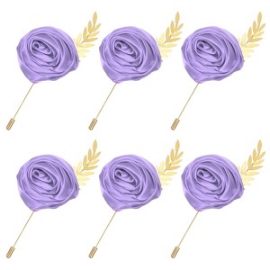 Unique Bargains Wedding Rose Men Suit Boutonnieres Lapel Pins 6 Pcs - 1 of 4