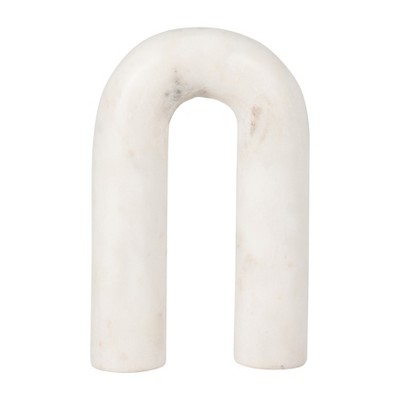 Sagebrook Home 8" Arched Marble Sculpture - White Horseshoe Shaped Decorative Table Accent for Home or Office - Contemporary Decor - Great Gift Idea