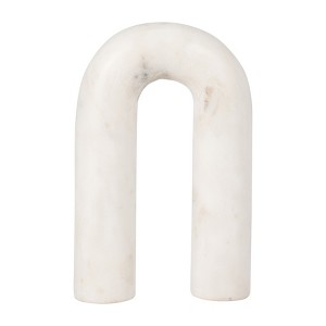 Sagebrook Home 8" Arched Marble Sculpture - White Horseshoe Shaped Decorative Table Accent for Home or Office - Contemporary Decor - Great Gift Idea - 1 of 4