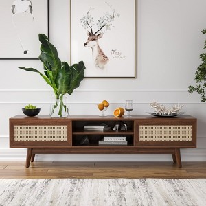 FURNIinspire TV Stands And Consoles Mid Century Modern TV Stand, Media Entertainment Center, Console Cabinet With Storage, Beige, 15.6"*65"*18" - 1 of 4