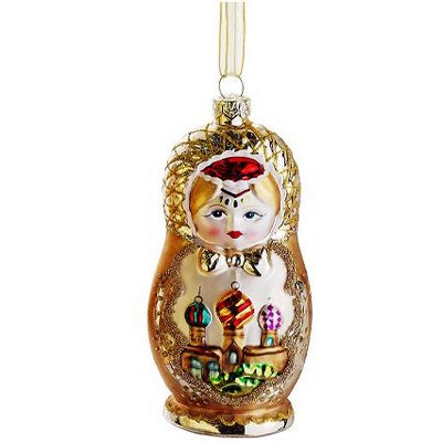 Allstate Floral 5" Seasons of Elegance Russian Nesting Doll Matryoshka Glass Christmas Ornament