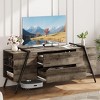 55" Modern TV Stand with 2 Drawers, Adjustable Shelves, U-Shaped Metal Legs, Farmhouse Entertainment Center - 2 of 4