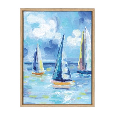 18" x 24" Sylvie Come Sail Away Framed Canvas by Rachel Christopoulos Natural - Kate & Laurel All Things Decor