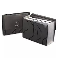 Pendaflex Sliding Cover Expanding File 13 Pockets 1/6 Tab Letter Black 02327