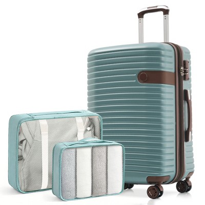 YONWAY 24-Inch HardShell Luggage with Spinner Wheels, Lock, Three-level telescopic handle,2 Packing Cubes, Lightweight Durable, Back to School