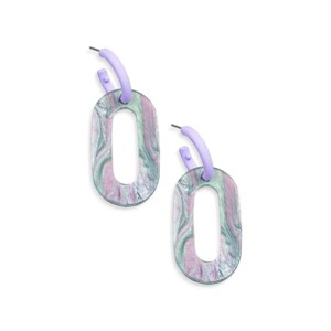 Slickblue Women's Drop Earrings, Oval Shape with Glitter Acrylic, Matte Finish, Hoop Closure, Color Options, 2-1/8" - 1 of 3