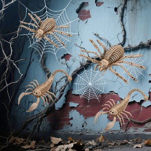 Yescom 2 Pcs Spider and 2 Pcs Scorpion Skeletons Halloween Decor Waterproof Plastic Yard Props 2025 - 1 of 4