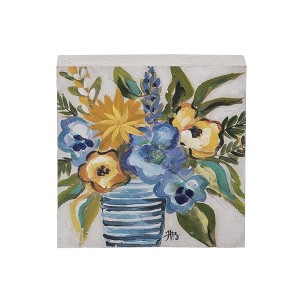 Transpac Wood Block Hand Painted Citrus Indigo Home Decorations Spring - 1 of 1