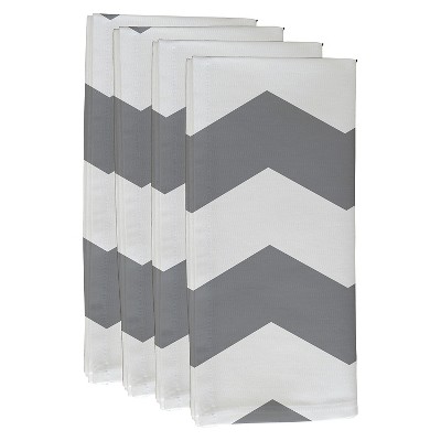 4pk 22"x22" Geometric Throw Napkins Light Gray - e by design