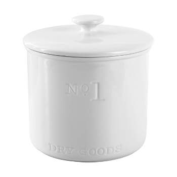 Our Table Simply White 55 Ounce Porcelain Small Dry Goods Canister With Air Tight Lid