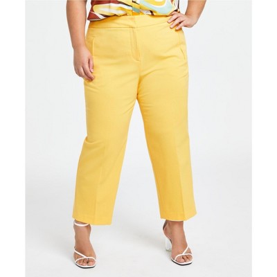 bar III Womens Bi-Stretch Dress Pants, Yellow, 22W