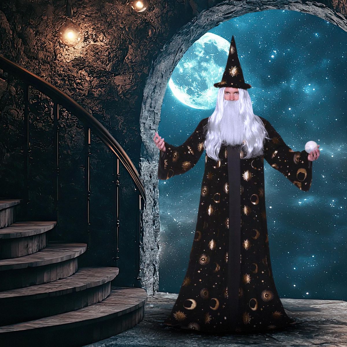 Celestial Wizard Robe -Black Adult Costume - thumbnail 3