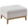 Homy Casa Upholstered Storage Ottoman with Reversible Tray Top, Wood Base Coffee Table, Ivory+Natural Legs - 4 of 4