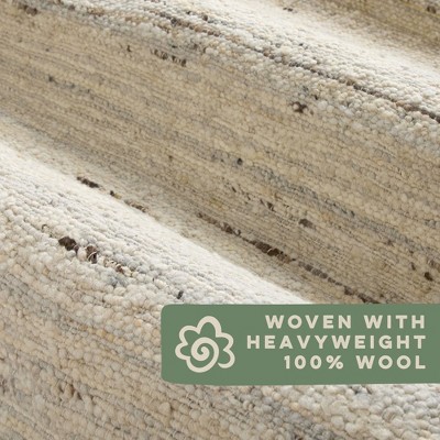 Ivory Beige Handcrafted Wool Rectangular Area Rug 5' x 7'