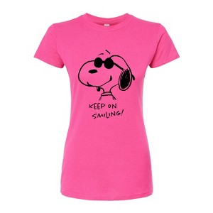 Women's - Peanuts - Cool Joe Keep On Smiling Juniors Fitted Graphic T-Shirt - 1 of 3