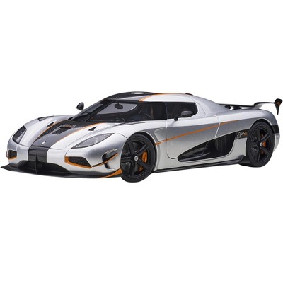 Koenigsegg Agera RS Moon Silver with Carbon and Orange Accents 1/18  Model Car by Autoart