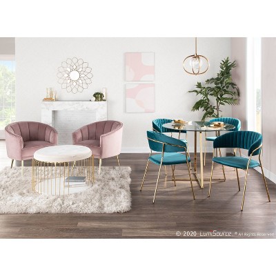 Blush Pink Velvet Barrel Accent Chair with Metal Legs