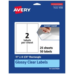 Avery Glossy Clear Rectangle Labels, 11" x 4.25" - 1 of 4