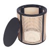 MOEPISY Round End Table, Hollow Woven Side Table, Small Rubber Wood Nightstand, Rattan Woven Tea Desk Black - 4 of 4
