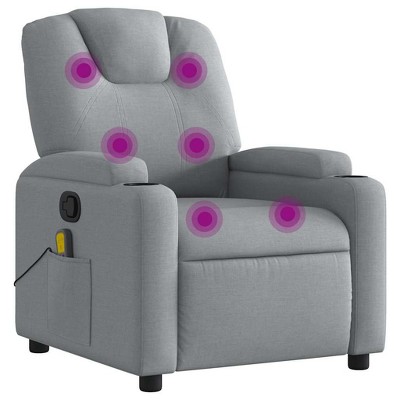 vidaXL Massage Recliner Chair with 6-Point Vibration Massage, Adjustable, Light Gray Fabric
