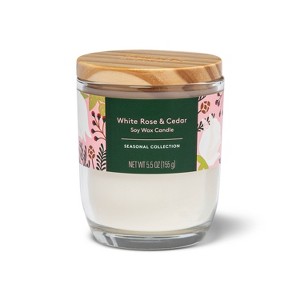 White Rose & Cedar Flame Candle - 5.5oz - Everspring™ - 1 of 3