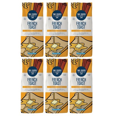 Two Rivers Coffee  Flavored Ground Coffee French Toast,  10 oz Bag, 6 pack