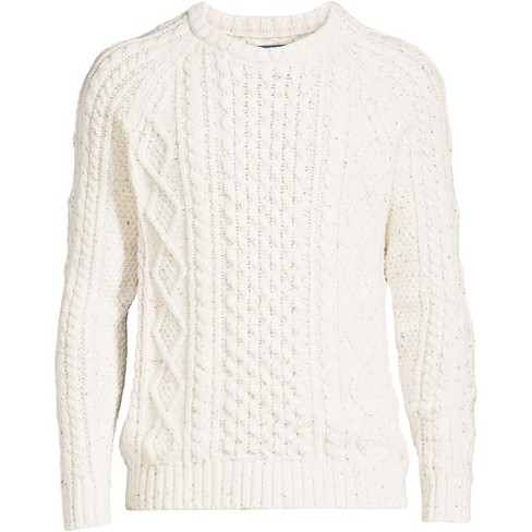 Lands' End Men's Cotton Blend Aran Cable Crew Neck Sweater : Target