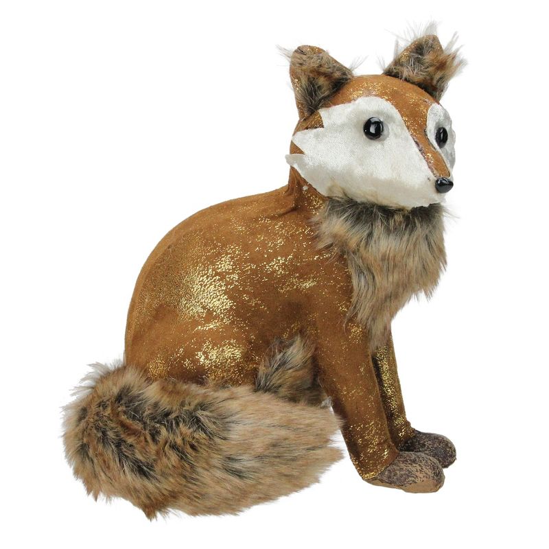 Northlight 10.25" Plush Brown Sitting Fox Figure Animal Decoration, 1 of 4