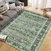 Area Rug Vintage Style Machine Washable Rug Vintage Distressed Area Rug Carpet Retro Boho Medallion Accent Rug Stain Resistant Non-Slip Foldable - 4 of 4