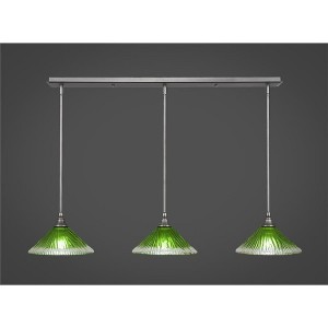 Toltec Lighting Any 3 - Light Chandelier in  Brushed Nickel with 10" Kiwi Green Crystal Shade - 1 of 1