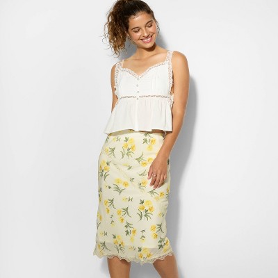 Women's Lace Trim Midi A-Line Skirt - Wild Fable™